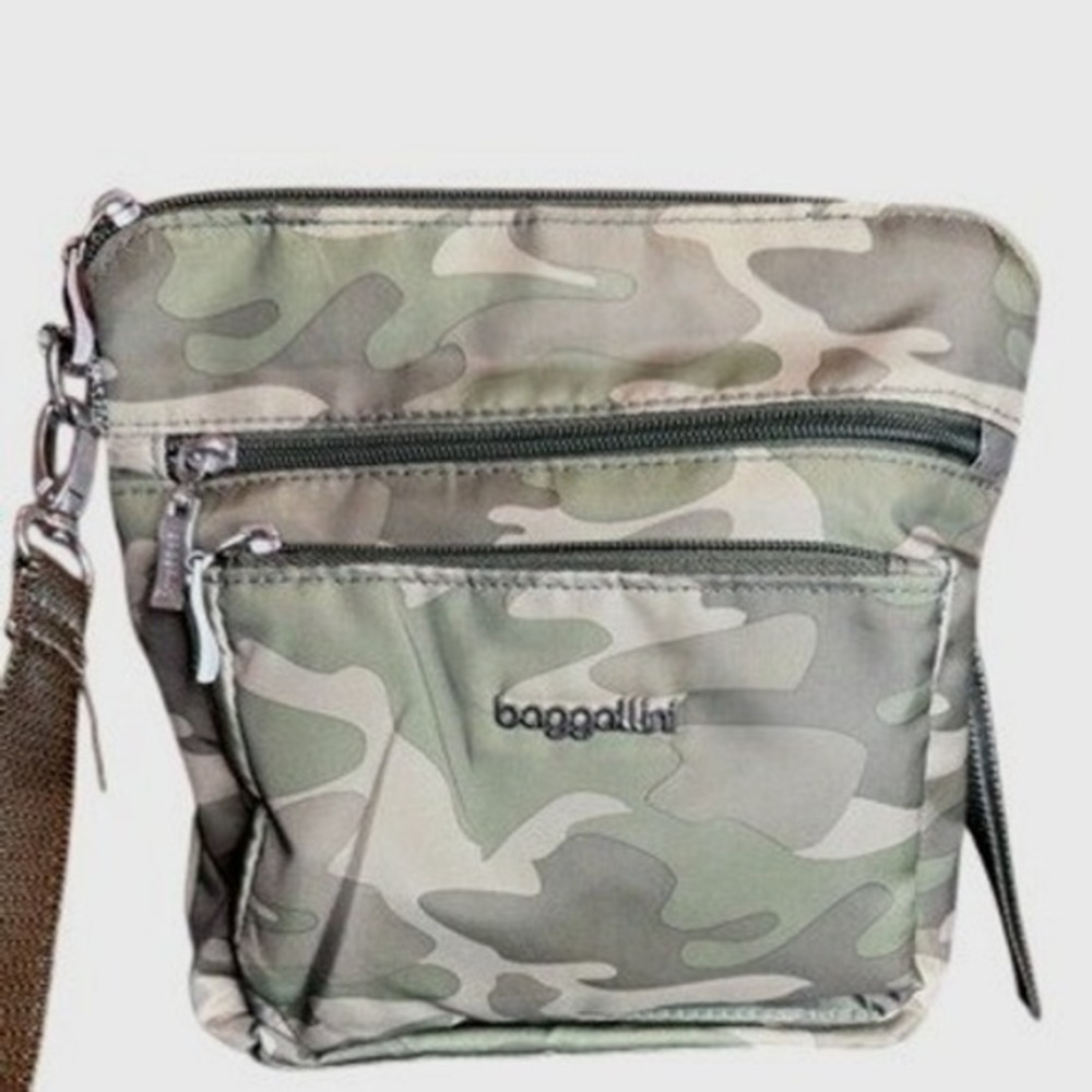 baggallini Camo Modern Pocket Crossbody Bag Adjustable Strap RFID